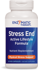 Natural and complete nutritional supplement for active lifestyles, Stress End, replenishes valuable nutrients depleted by physical stress..